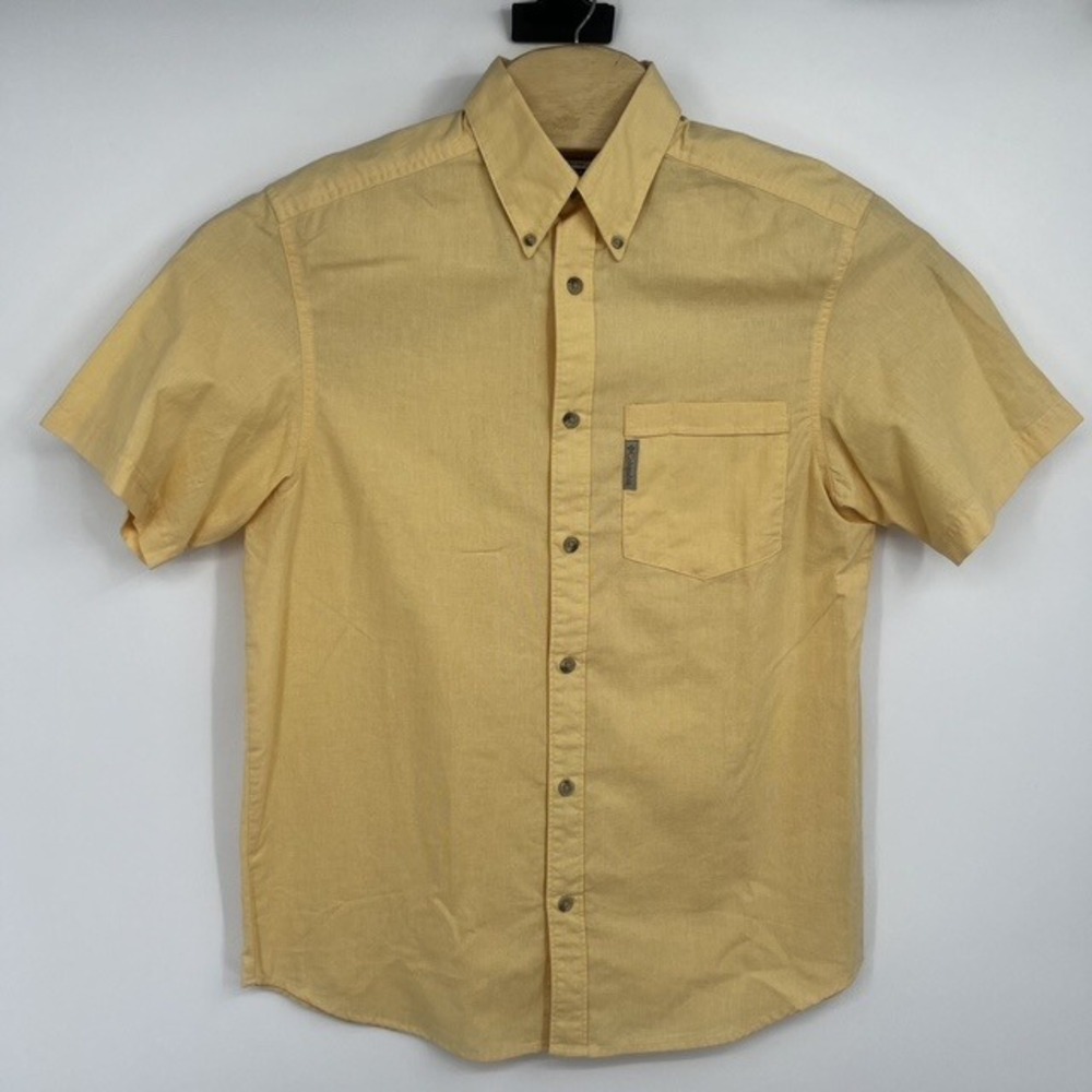 Columbia Men's Yellow Short Sleeve Button Down Shirt Cotton Size Small